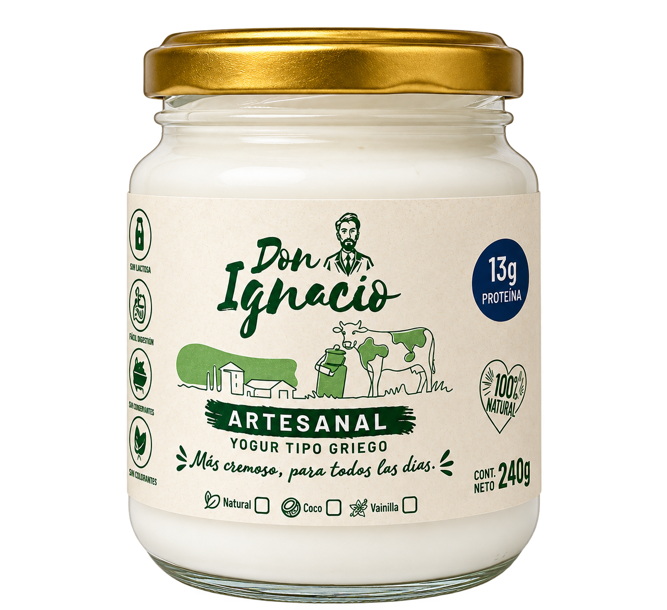 Yogur Griego Entero Cremoso Natural 240 g | Don Ignacio
